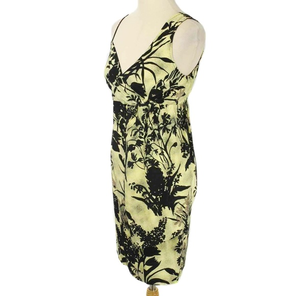 TRACY REESE Black & Green Tropical Floral Draped Empire Waist Dress Size 4 - Picture 2 of 5